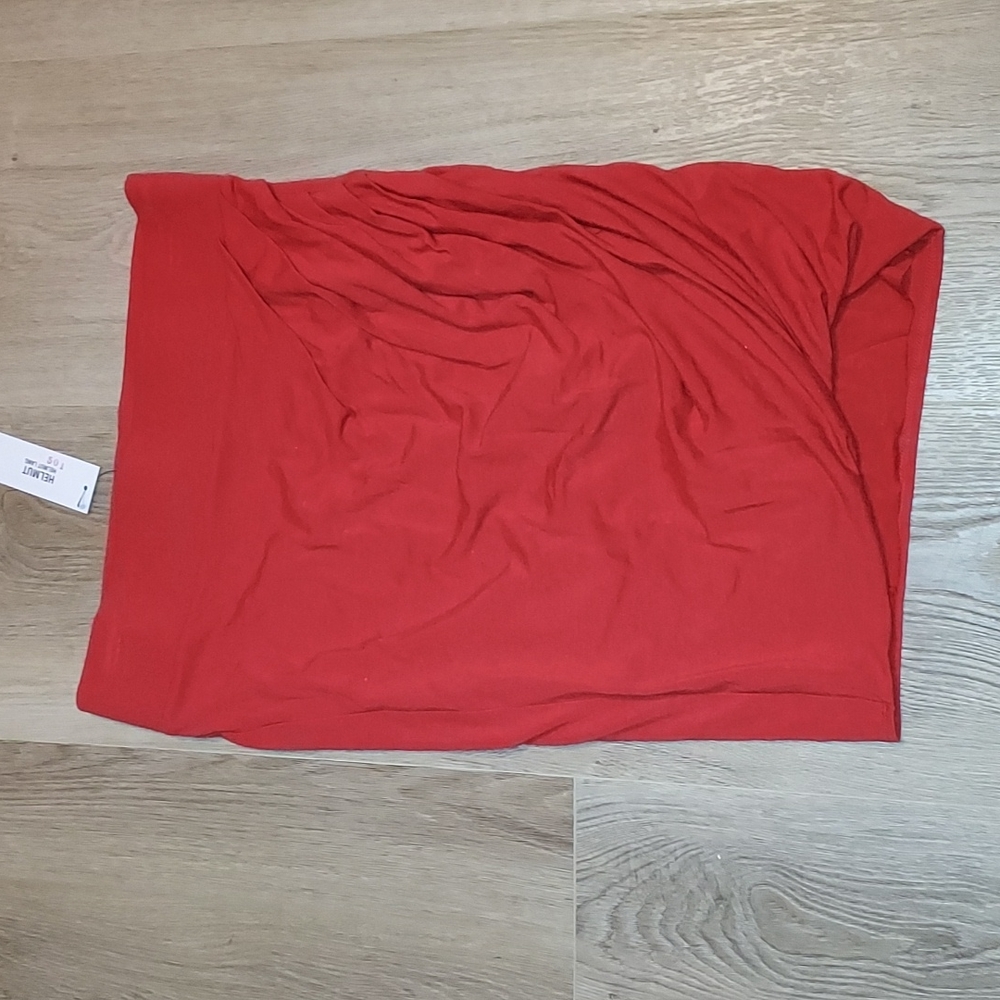 HELMUT LANG NWT RED SIDE RUCHED PENCIL SKIRT